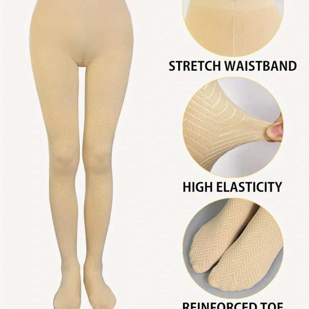 VERO MONTE Womens Wavy Pattern Opaque Tights Jacquard High Waist Pantyhose-2 Pk